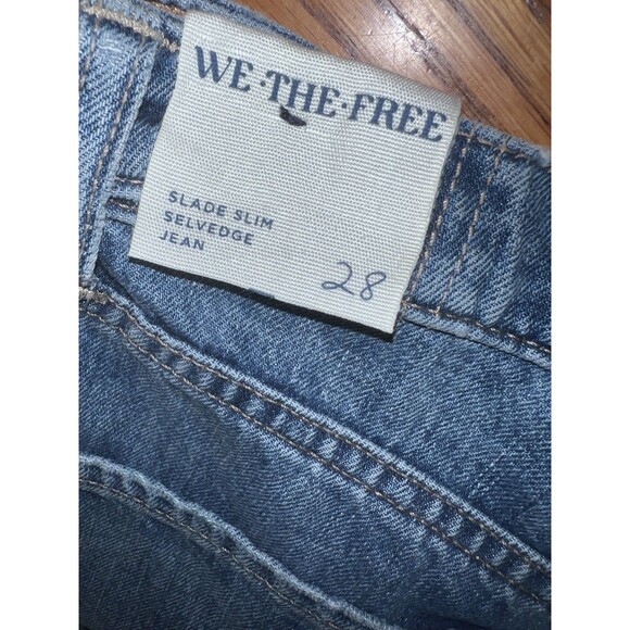 We the Free Slade Slim Selvedge Jeans Womens Sz 28 Cropped Cuffed New - Picture 9 of 10